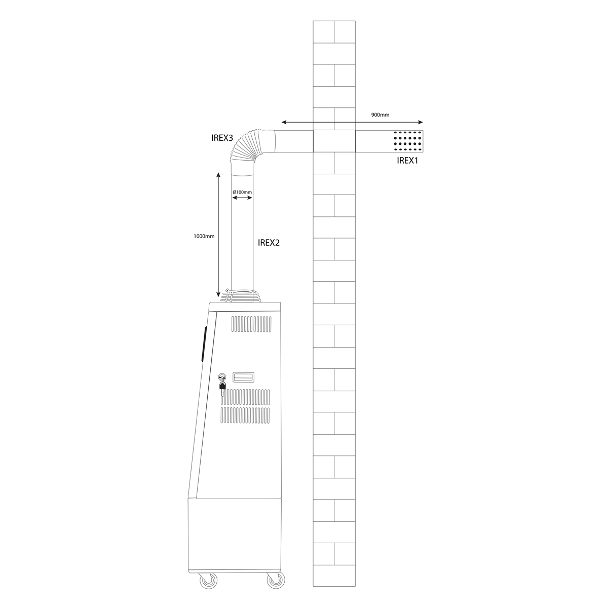 Sealey IREX1 Stainless Steel Exhaust/Flue End Pipe for IR13/IR16 Ø100mm -  900mm